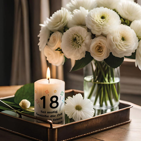 Kleine Geburtstagskerze "18 Jahre Geburtstag"