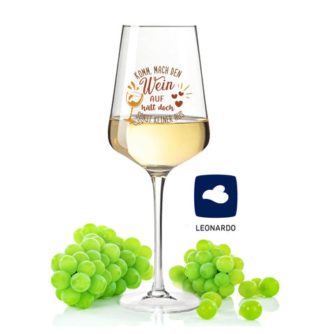 Leonardo Weinglas mit UV-Druck "Komm mach den Wein auf"