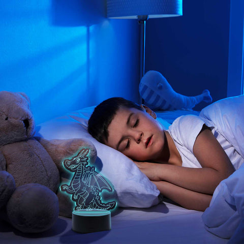 Graviertes Acrylglas  im Drache Design mit LED-Sockel