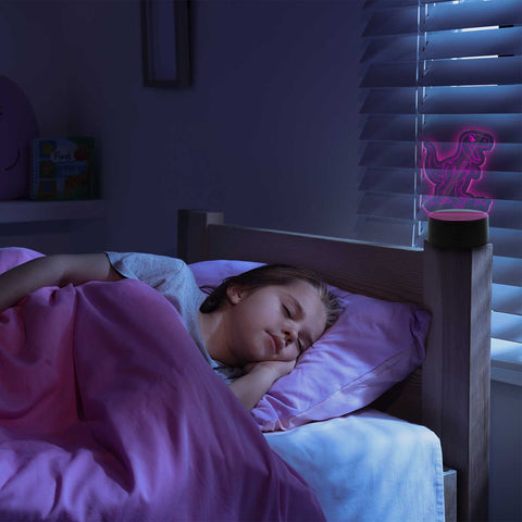 Graviertes Acrylglas im T-Rex Design mit LED-Sockel