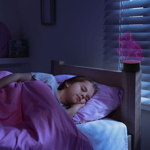 Graviertes Acrylglas im Einhorn Design mit LED-Sockel