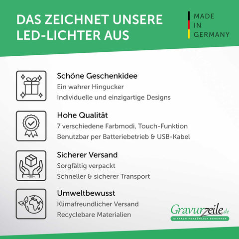 Graviertes Acrylglas im Einhorn Design mit LED-Sockel