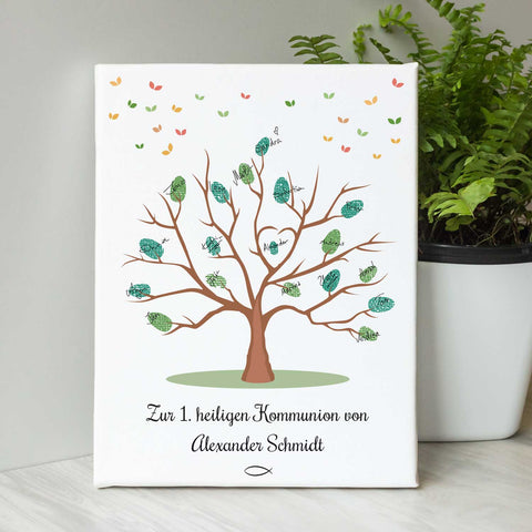 Leinwand als Gästebuch zur Kommunion