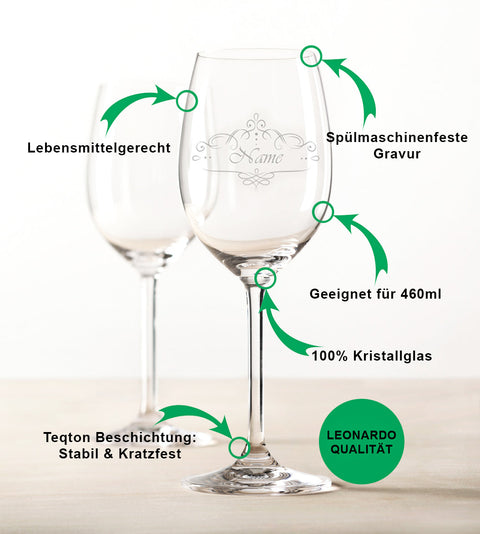Leonardo Weinglas mit Gravur im "Weihnachtsstern" Design als Set inkl. Holzkiste