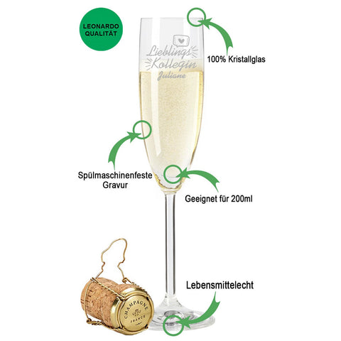 Leonardo Sektglas mit Gravur "Lieblings Kollegin"