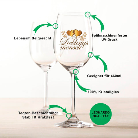 Leonardo Weinglas mit UV-Druck "Lieblingsmensch"