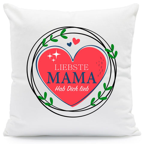 Bedrucktes Kissen mit Spruch Liebste Mama Hab Dich lieb