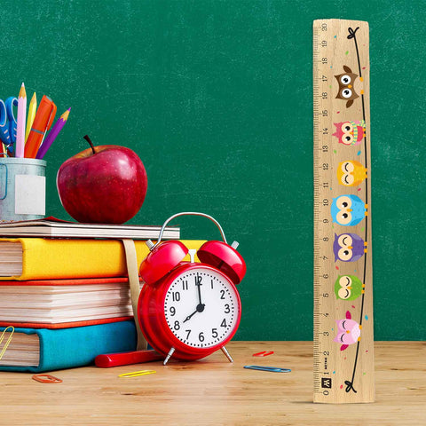 Lineal zur Einschulung im Eulen Design für Kinder aus Holz