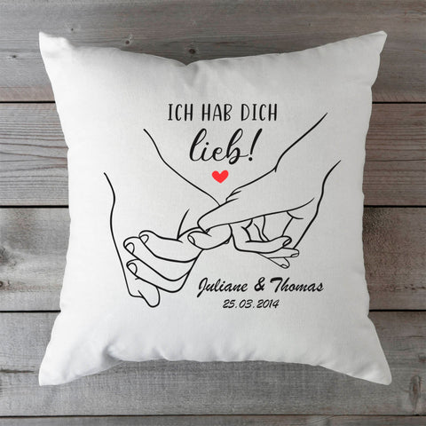 Bedrucktes Kissen mit Motiv "Love Hands"