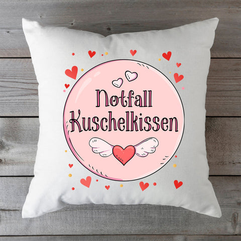 Bedrucktes Kissen mit Spruch Notfall Kuschelkissen