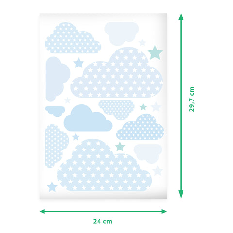 Wandsticker Set Pastell Wolken & Sterne
