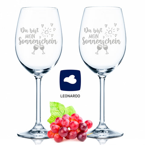 Leonardo Weingläser "Sundowner Vino Design" mit Namen inkl. bedruckter Holzkiste