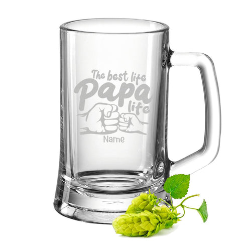 Montana Bierkrug mit Gravur "The best life Papa life" mit Namen