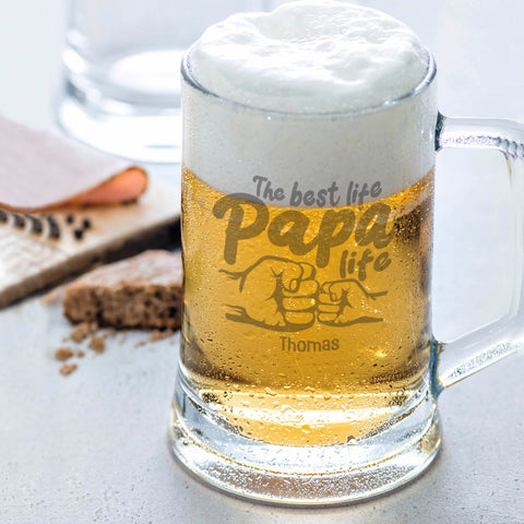 Montana Bierkrug mit Gravur "The best life Papa life" mit Namen