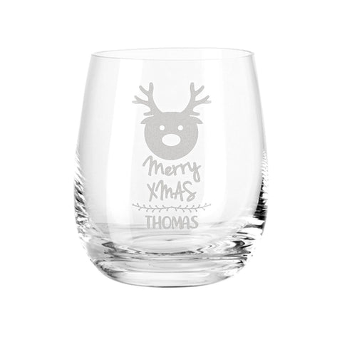 Teelicht mit Gravur - Weihnachtsdeko - Merry X Mas - Personalisiert mit Name