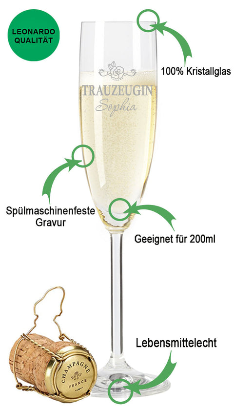 Leonardo Sektglas mit Gravur "Trauzeugin"