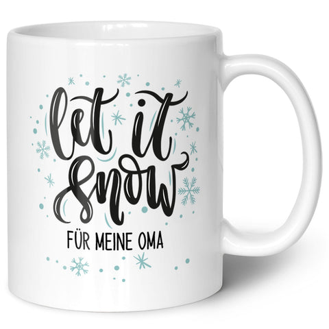 Bedruckte Tasse mit Weihnachtsmotiv im Let it Snow Design