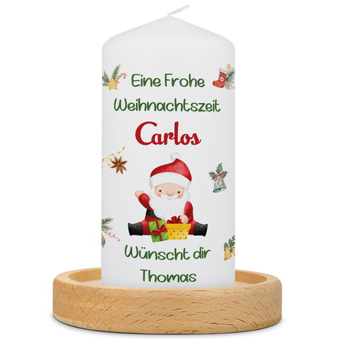Świąteczna świeca "Wesołych Świąt" z imieniem