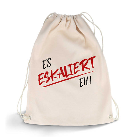 Bedruckter Turnbeutel mit Spruch Es eskaliert eh!