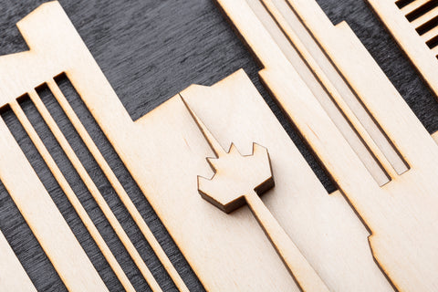 3D Wandbild aus Holz Skyline Köln 2017