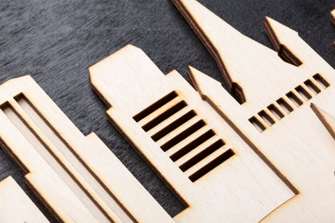 3D Wandbilder aus Holz Skyline Berlin
