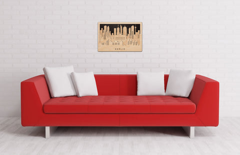 3D Wandbild aus Holz Skyline Berlin