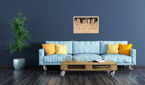 3D Wandbild aus Holz Skyline Berlin