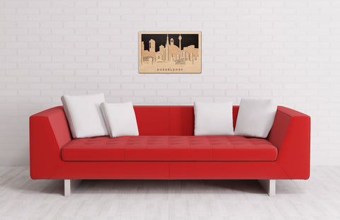 3D Wandbild aus Holz Skyline Düsseldorf