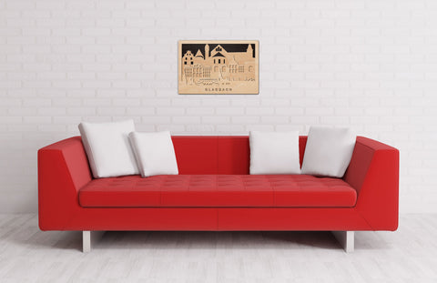 3D Wandbild aus Holz Skyline Gladbach