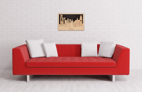 3D Wandbild aus Holz Skyline Köln 2017