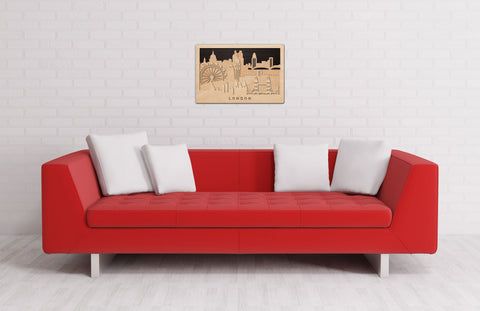 3D Wandbild aus Holz Skyline London 2017