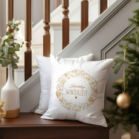 Kissen mit Weihnachtsmotiv - Kuschelige Winterzeit - Weihnachtsdeko - Geschenke für Frauen & Männer