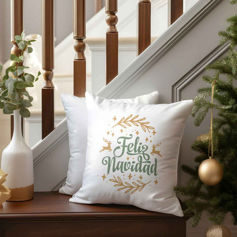 Kissen mit Weihnachtsmotiv - Feliz Navidad  - Weihnachtsdeko - Geschenk für Frauen & Männer