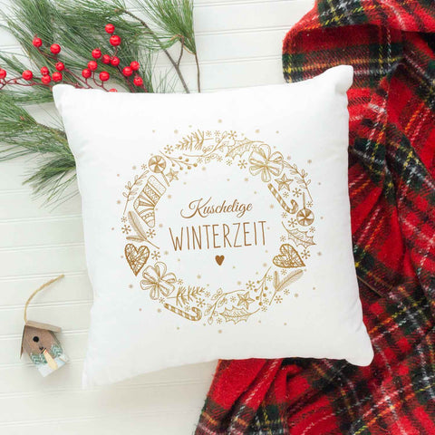 Kissen mit Weihnachtsmotiv - Kuschelige Winterzeit - Weihnachtsdeko - Geschenke für Frauen & Männer