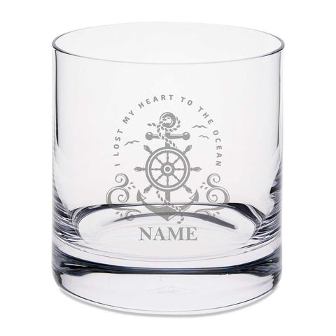 Leonardo Whiskygläser mit Gravur - "Heart to the ocean" im Set mit 0,5l Karaffe