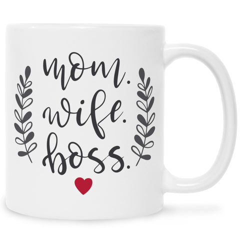 Bedruckte Tasse mit Spruch Mom Wife Boss