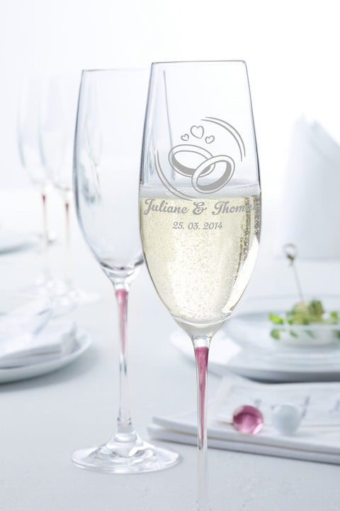 Leonardo Sektgläser La Perla im exklusiven "Wedding Rings" Design als Set mit Holzkiste