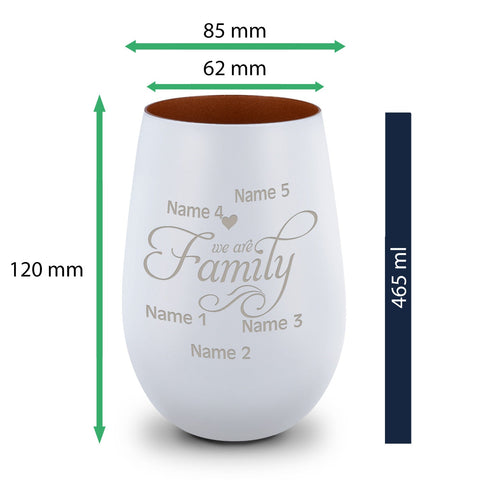 Deko Windlicht aus Glas mit Gravur - We are Family - Personalisiert mit bis zu fünf Namen
