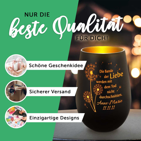 Deko Windlicht aus Glas mit Gravur - Glück ist eine Mama wie Dich zu haben