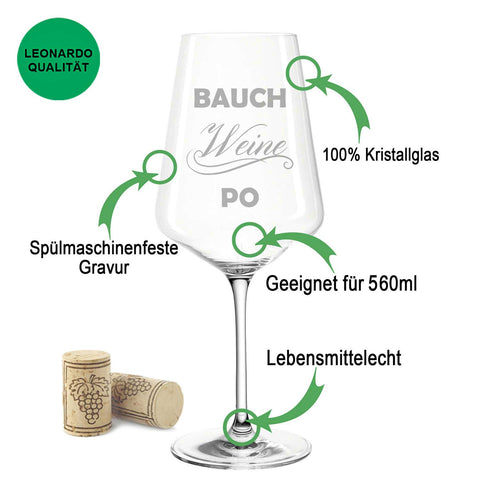 Leonardo Weinglas mit Gravur "Bauch Weine Po"