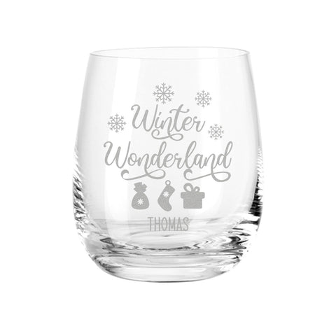 Teelicht mit Gravur - Winter Wonderland mit Namen
