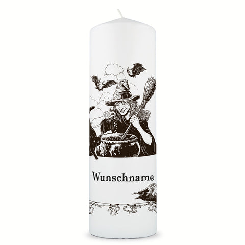 Große Kerze "Hexentrank" mit Namen zu Halloween