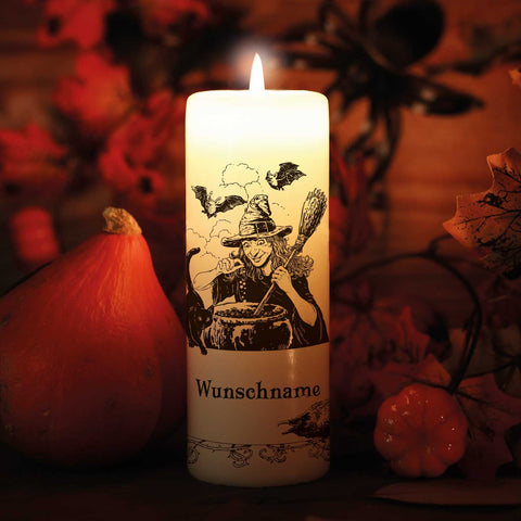 Duża świeca "Napój Czarownicy" z imionami na Halloween