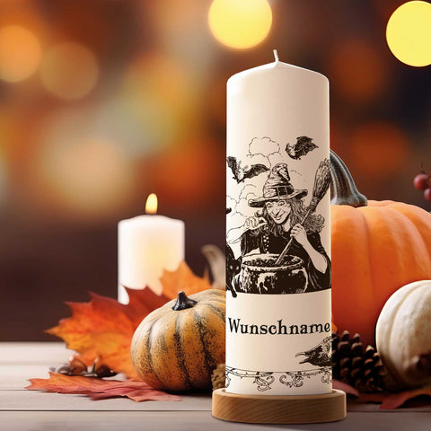Duża świeca "Napój Czarownicy" z imionami na Halloween