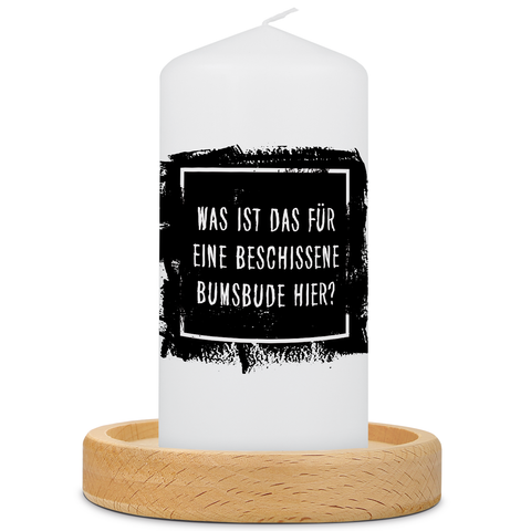 Kleine Kerze mit Spruch "Bumsbude"