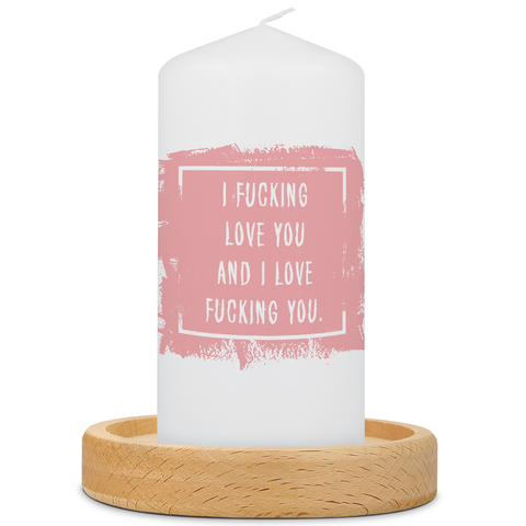 Mała świeca z napisem „I Fucking Love You”