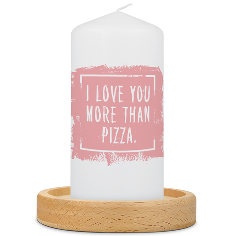 Kleine Kerze mit Spruch "I Love You more than Pizza"
